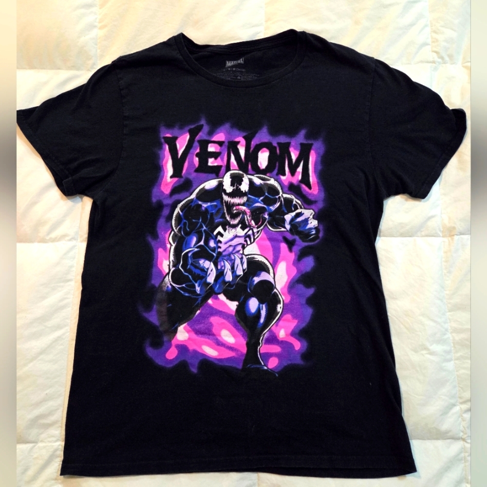 (5/$25) Marvel Venom Black and Purple Graphic Tee - Size Medium